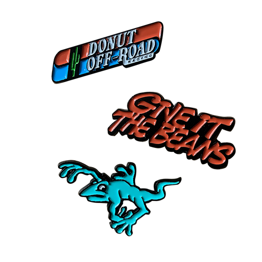 DONUT OFF ROAD RACING ENAMEL PIN 3PK unboxed