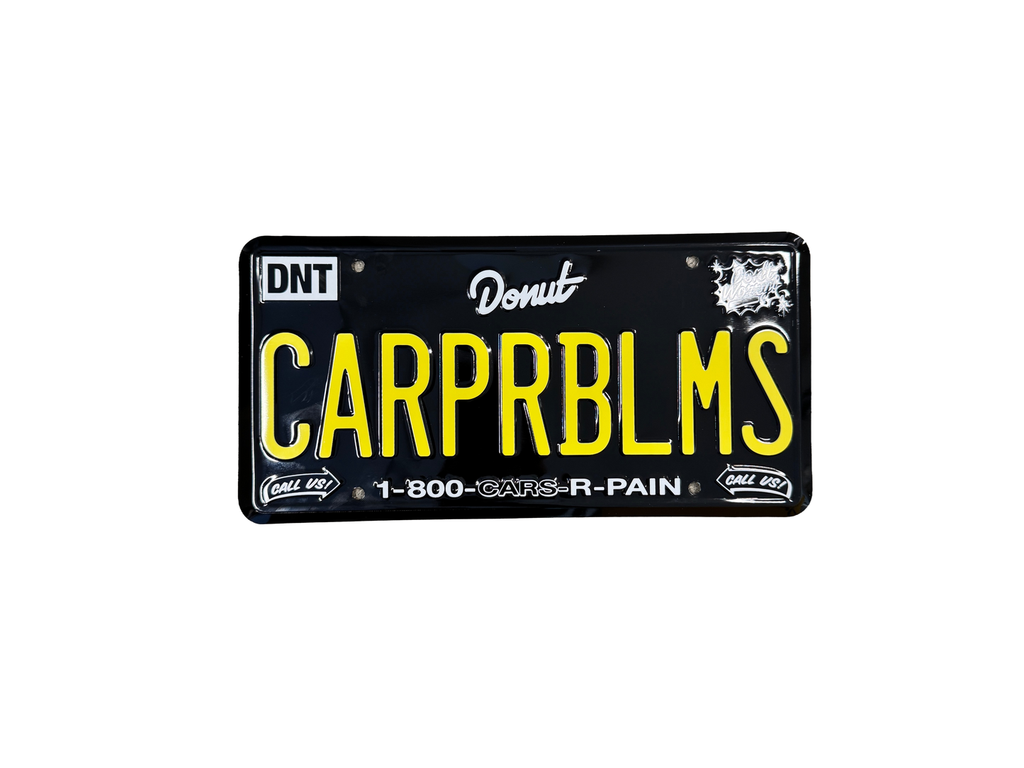 Donut CARPRBLMS Black License Plate