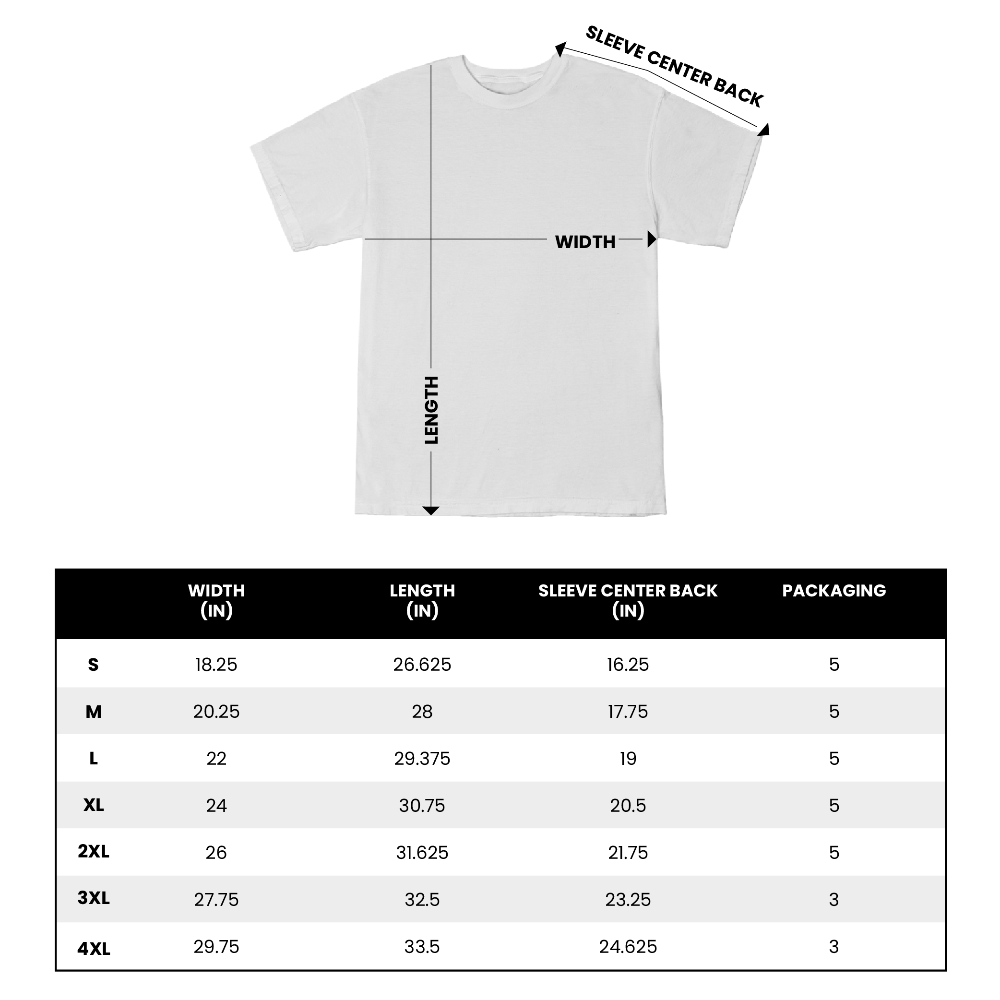 Bubble T-Shirt - Olive size chart