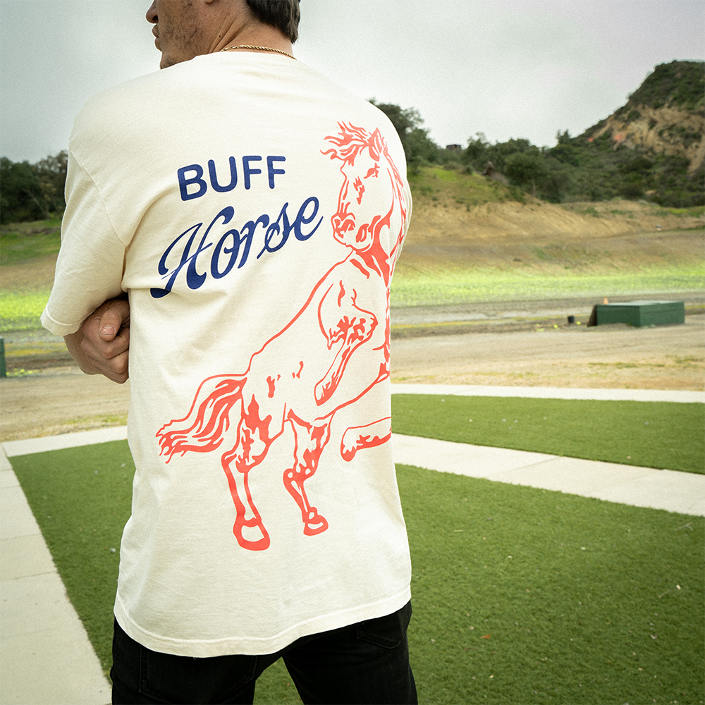 Big Buff Horse T-Shirt - Natural Model 1